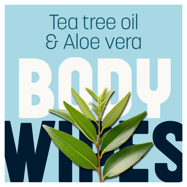 Bar-D Biodegradable Body Wipes with Tea Tree Oil & Aloe Vera - Refreshing Shower Wipes (3-Pack, 10 Wipes/Pack)
