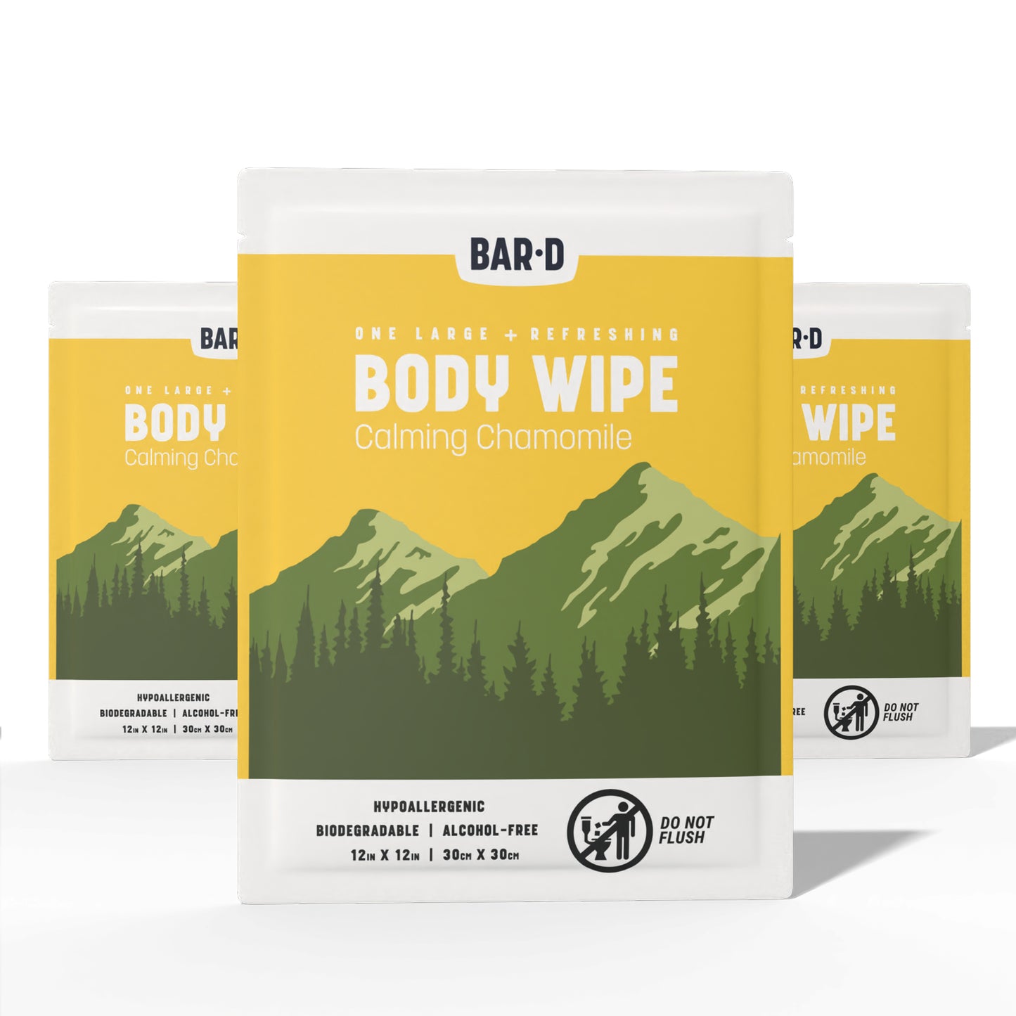 Bar-D Cleansing Face & Body Wipes for Women and Men - Biodegradable Shower Wipes 12x12 Inch, Pack of 20 (20 Count/Box), Chamomile scent