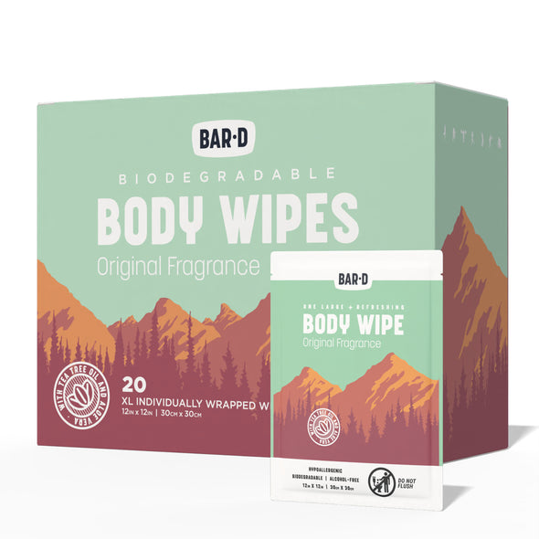 Bar-D Cleansing Face & Body Wipes- Biodegradable with Tea Tree Oil & Aloe Vera (20 Count/Box)