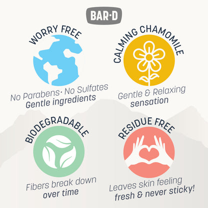 Bar-D Cleansing Face & Body Wipes for Women and Men - Biodegradable Shower Wipes 12x12 Inch, Pack of 20 (20 Count/Box), Chamomile scent