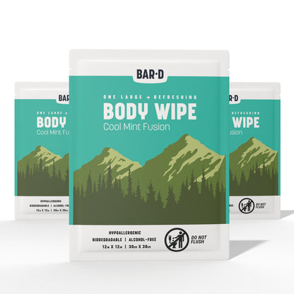 Bar-D Cleansing Face & Body Wipes for Women and Men - Biodegradable Shower Wipes, 12x12 Inch, Pack of 20 (20 Count/Box), Mint scent