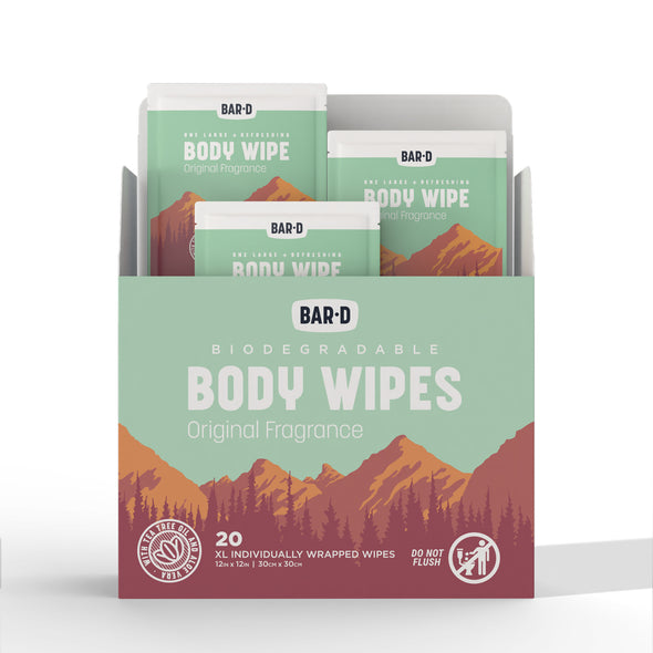 Bar-D Cleansing Face & Body Wipes- Biodegradable with Tea Tree Oil & Aloe Vera (20 Count/Box)