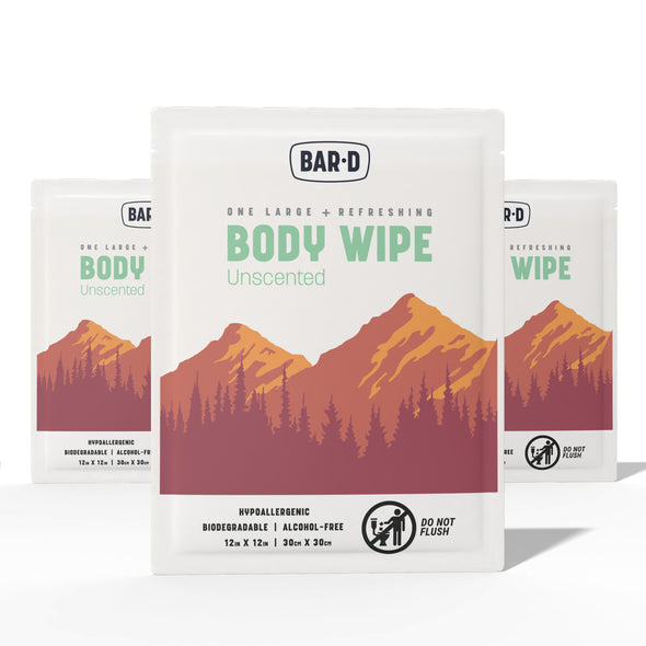 Bar-D Cleansing Face & Body Wipes for Women and Men - Biodegradable Shower Wipes, 12x12 Inch, Pack of 20 (20 Count/Box), Unscented